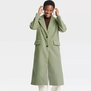 Women's Faux Wool Topcoat Olive Green